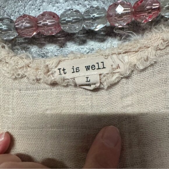 It is well Organic Short Sleeve Gauze Top peach shirt - Picture 5 of 9